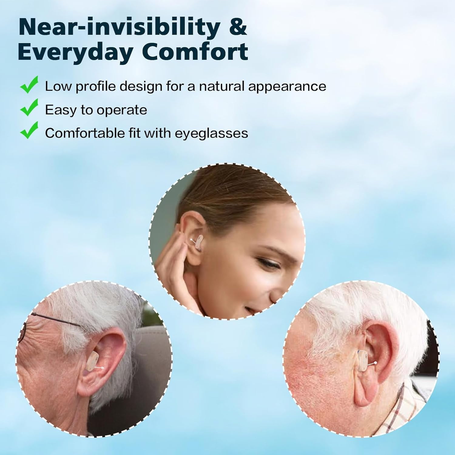 Rechargeable Hearing Aids For Seniors With Noise Canceling,Hearing Amplifier For Adults,Digital In Ear Hearing Aids, Hearing Assist Devices With Volume Control Magnetic Contact Charging Box