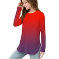 thumbnail image 7 of CLOISE Boys Girls Kids Tops Trendy Crew Neck Shirt Tunic Gradient Long Sleeve Pullover Casual Fall Winter Clothes Red, 7 of 7