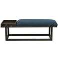 thumbnail image 4 of Linon Nate Wood Navy Upholstered Bench with Removable Storage Tray in Dark Brown, 4 of 12