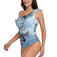 thumbnail image 5 of Daiia Winter Reindeer In Snowy Mountains Women's One Piece Swimsuits Personalized One Shoulder Swimwear Asymmetric Ruffle Bathing Suits-Small, 5 of 8