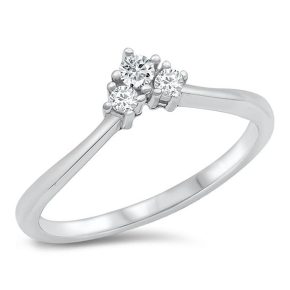 Chevron Geometric Heart Clear CZ Ring .925 Sterling Silver Band White Jewelry Female Size 8