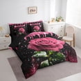 thumbnail image 3 of Homewish Pink Rose 7 Pieces Bedding Comforter Set,Romantic Flower Full Bedding Set,Chic Butterfly Fitted Sheet Flat Sheet For Girls Kids,Breathable Home Decor Reversible, 3 of 8