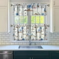 thumbnail image 3 of Sailboat Shoreline Scenery Kitchen Curtains 3 Piece Set 27.5x24 Inch, Polyester Valance and Tiers with Hawaiian Coastal Art Print for Island Beach Decor, 3 of 6