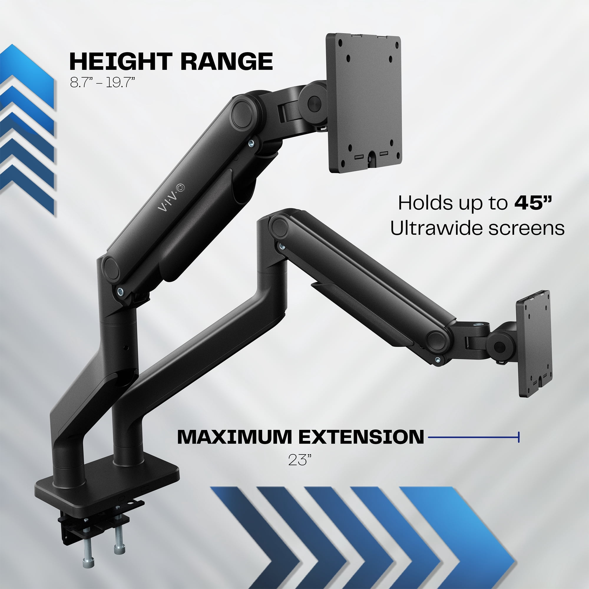 VIVO Tension Spring Dual Ultra Wide Monitor Mount, Up to 45" Computer Screens