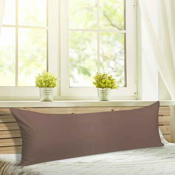 Unique Bargains Cotton Zippered Body Pillowcase Pillow Cover Coffee 20" x 60"