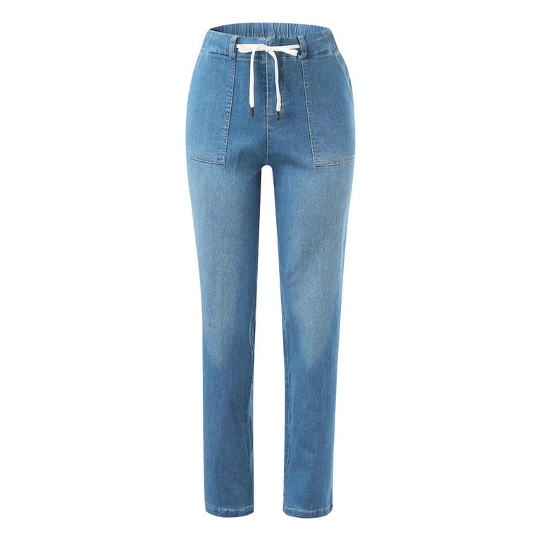 YYDGH Women Pull On Denim Joggers Elastic Waist Stretch YYDGH Women Pull On Denim Joggers Elastic Waist Stretch
