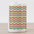 thumbnail image 3 of Chevron Ceramic Toothbrush Holder, Pattern Vintage Style down Backward Strokes Like Leaf Funk Art Style 60's Theme, Decorative Versatile Countertop for Bathroom, 4.5" X 2.7", Multicolor, by Ambesonne, 3 of 4