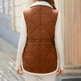 thumbnail image 3 of Women's Long Winter Lapel Vest Plain Quilted Vest Warm Lined Long Vest Outdoor Winter Vest Sleeveless Winter Jacket Women's Vests Vest With Drawstring And Pocke Coat Wool Women plus Size Outerwear, 3 of 5