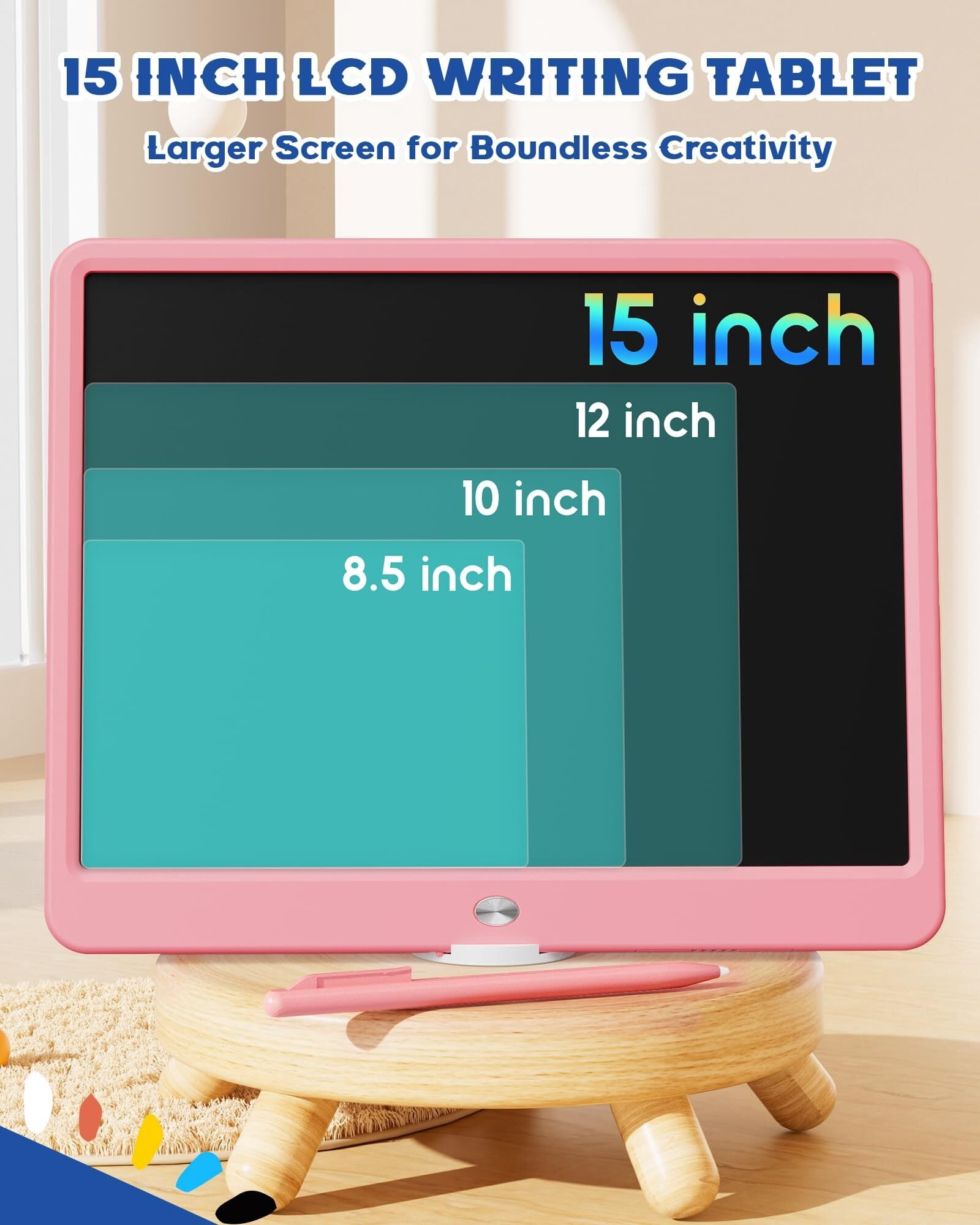 10 Inch LCD Writing Tablet for 3-8 Year Olds - Electronic Drawing Pad and Doodle Board as Educational Birthday Gifts for Girls and Boys (Pink)