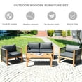 thumbnail image 3 of Costway 4 PCS Acacia Wood Patio Conversation Set w/Cushions for Garden Grey, 3 of 8