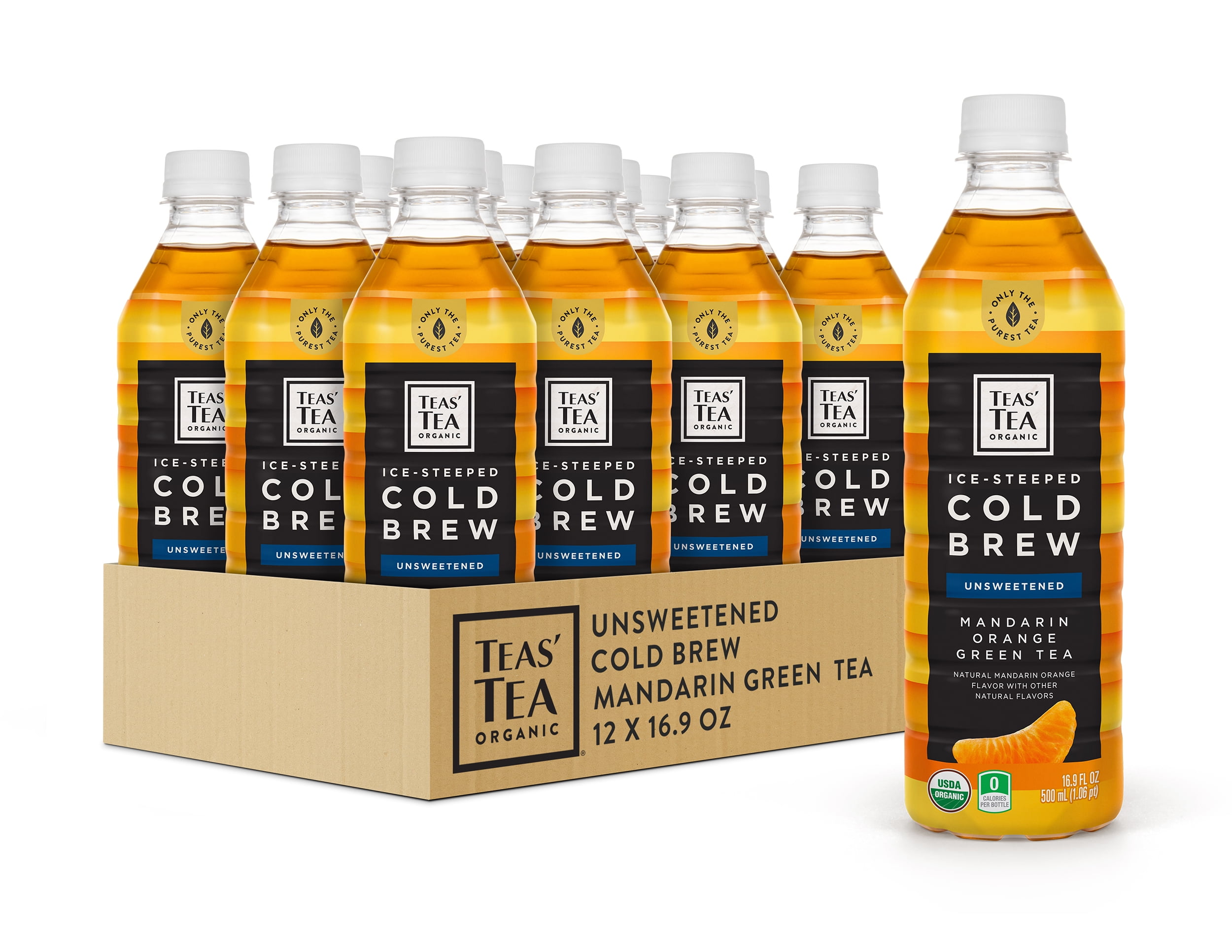 Teas' Tea Organic Cold Brew Mandarin Orange Green Tea, 16.9 oz. (12 Bottles)