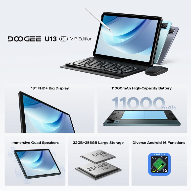 DOOGEE U13 Tablet with Gemini AI, 13 inch Android 16 Tablet