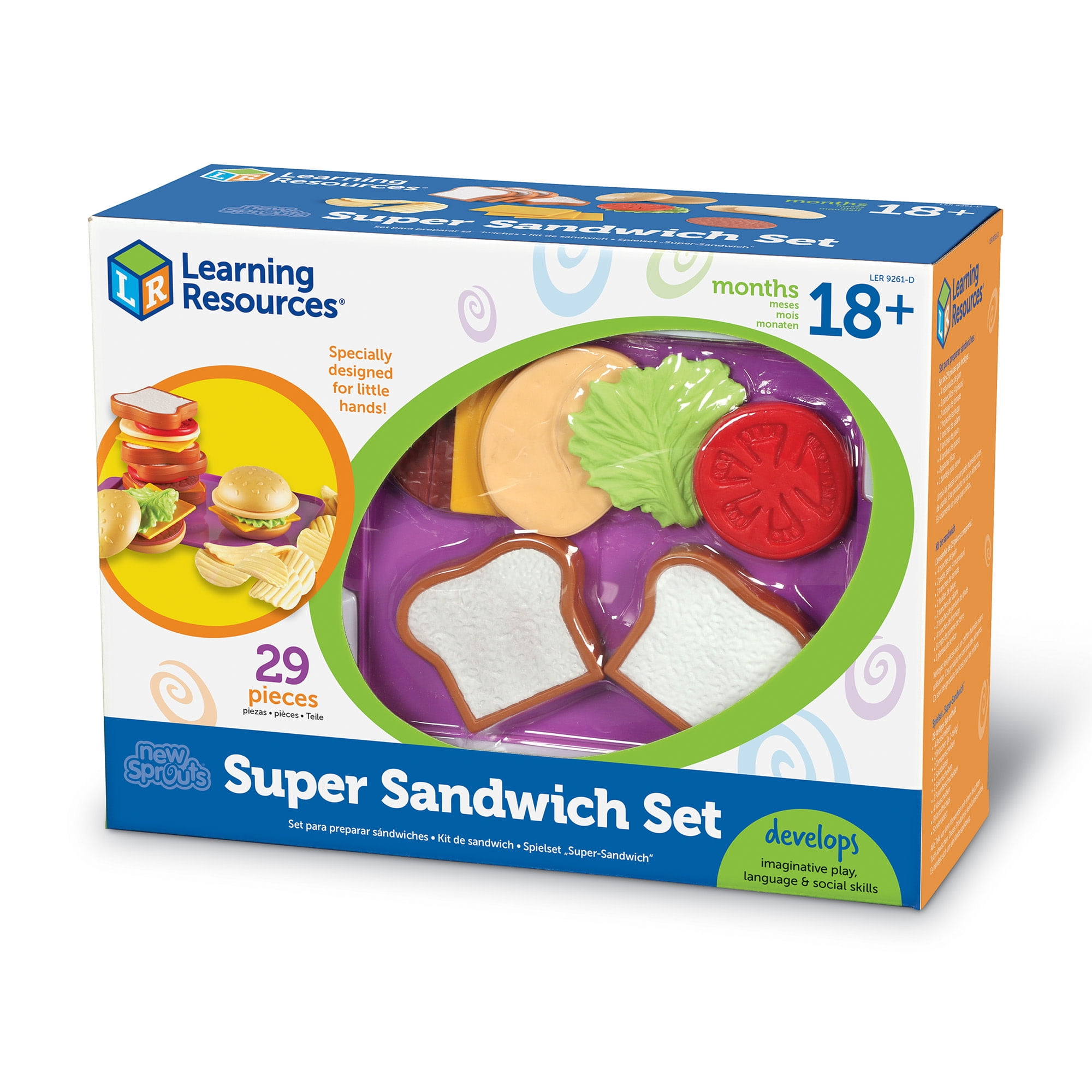 Learning Resources New Sprouts Super Sandwich Set, Play Food, Ages 18 Months +