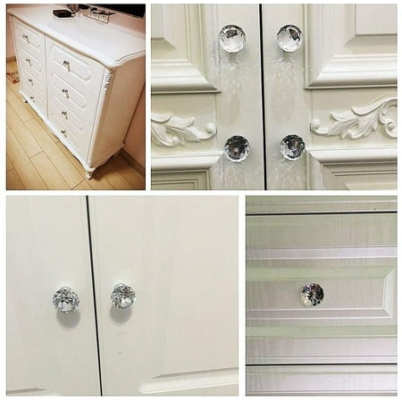 10 Pcs White Clear Crystal Glass Cabinet Knobs 30mm Diamond Shape Drawer Kitchen Cabinets Dresser Cupboard Wardrobe Pulls Handles Canada 10 Pcs White Clear Crystal Glass, Kitchen Cabinet Glass Handles