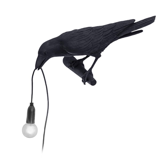 Esquirla Artificial Bird Shaped Table Lamp, Bedside Wall Lamp, Desk Lamp Night Light for Right_Black Wall