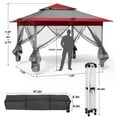 thumbnail image 6 of Pirecart 13 x 13 ft Outdoor Gazebo Pop Up Gazebo Canopy with Netting, Easy Set-up Folding Shelter for Patio, Lawn, Party, Backyard, Garden, Red &  Gray, 6 of 9
