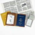 thumbnail image 2 of Juego de pasaporte de cuero de PU con etiqueta de equipaje de bronce y mapa, juego de soporte para pasaporte, 2 of 5