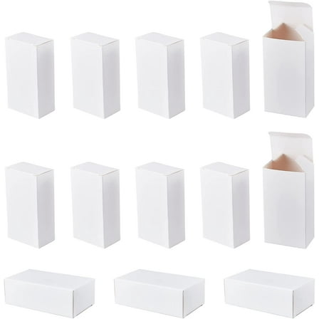 50 Pcs Fold Paperboard Gift Boxes White Blank Rectangle Cardboard Gift Storage Boxes for DIY Bridal Birthday Party Christmas 1.38"x2.05"x3.74" DIY