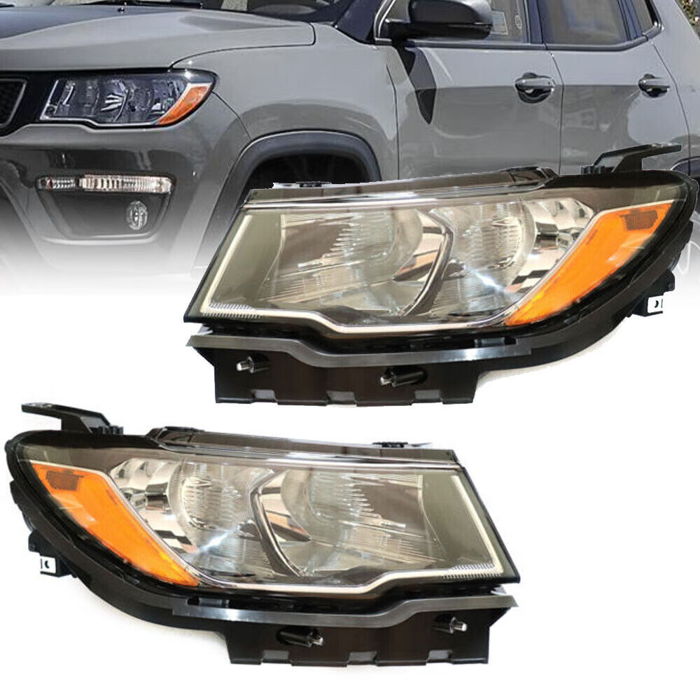 Aiqidi 1 Pair Headlights Assembly Set Front Halogen Headlamps LH+RH