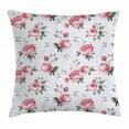 thumbnail image 1 of Rose Throw Pillow Cushion Cover, Blooming English Rose Watercolor Painting Style Garden Shabby Chic Wild Flowers, Decorative Square Accent Pillow Case, 24 X 24 Inches, Reseda Green Pink, by Ambesonne, 1 of 2