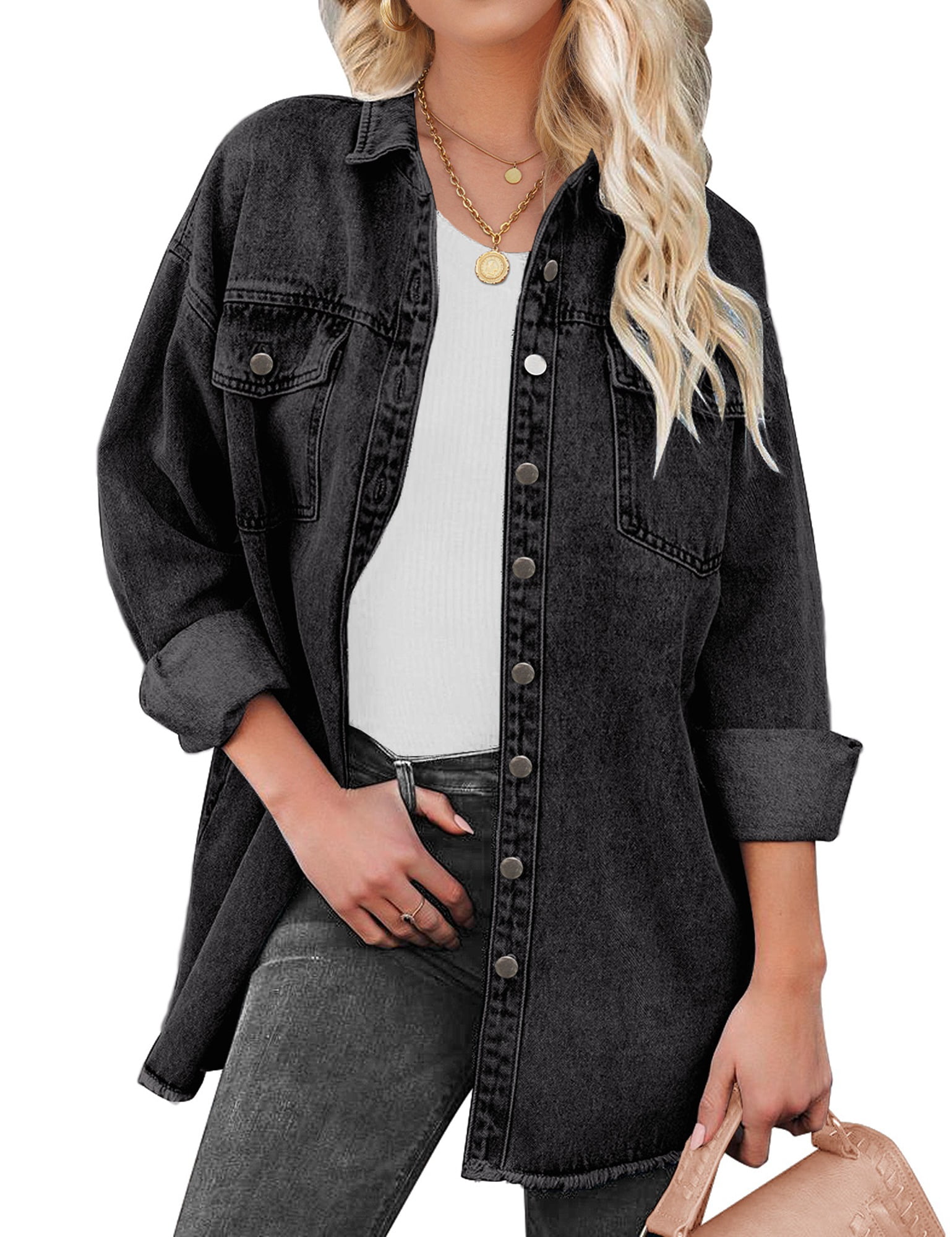 luvamia womens denim jacket oversized denim jacket women shirt