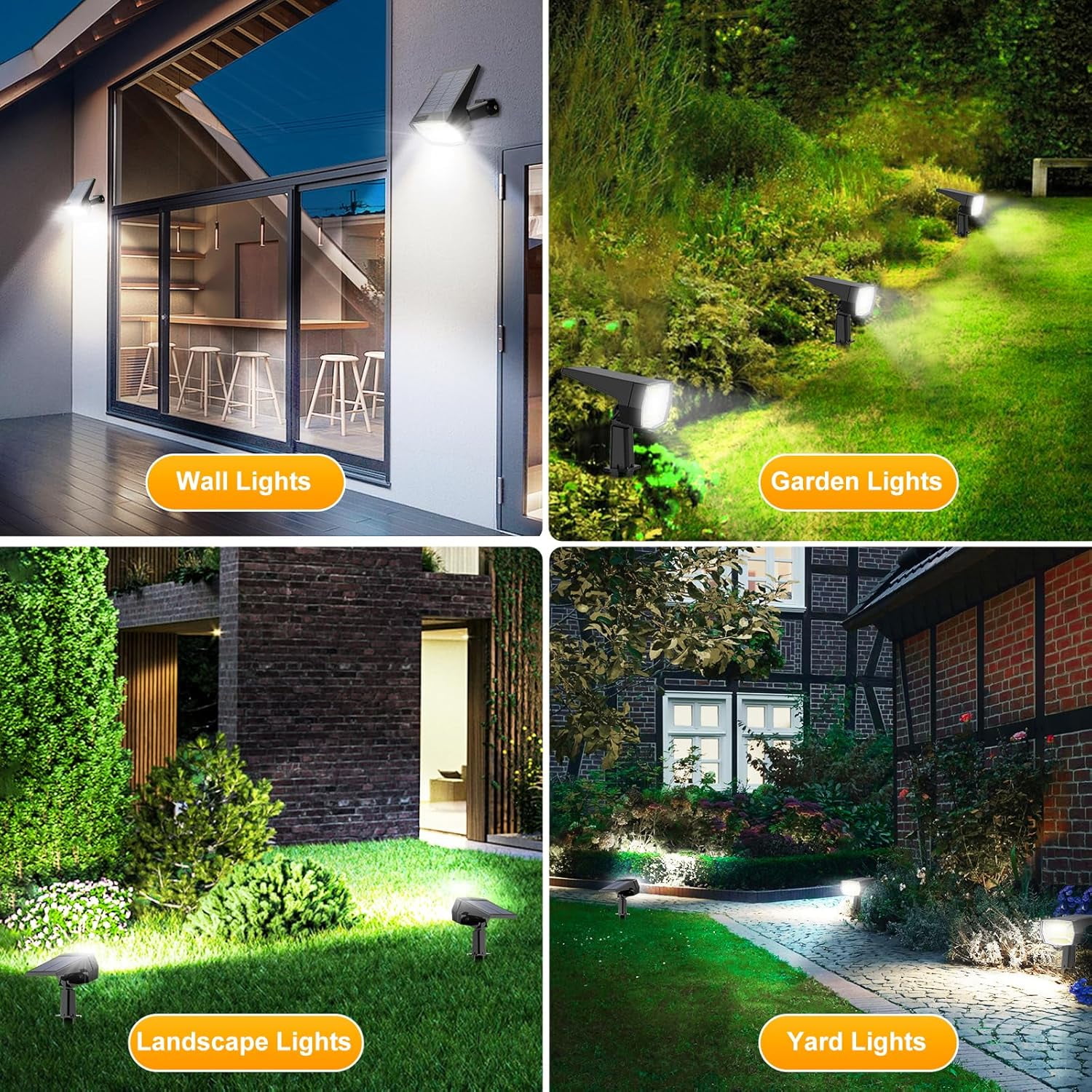 72 LEDs Solar Spot Lights Outdoor Waterproof, 3 Modes Landscape Spotlights, Dusk to Dawn Solar Powered Flood Wall Lights for Outside, Solar Garden Lights for Yard Porch 6 Pack (Cool White)