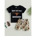thumbnail image 3 of Baby Boy Summer Clothes Letter T Shirt 6M 12M 18M 24M 3Y Cow Print Retro Boho Jogger Pants Toddlers Country Cowboy Shorts Set, 3 of 10