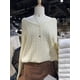 thumbnail image 1 of Suéter vintage de punto beige con cuello en V para mujer, estilo preppy dulce, jersey holgado de algodón con flores retorcidas, suéteres lisos de otoño Harajuku, 1 of 5