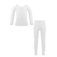 thumbnail image 1 of inhzoy Ensemble Thermique pour Filles Col Rond Manches Longues Couche de Base Hauts et Collants Tenues de Danse Ballet Gym Blanc S, 1 of 7