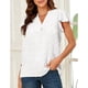 thumbnail image 3 of Blusa de Manga Corta de Jacquard con Cuello en V y Mangas con Volantes para Mujer Ticfox S, 3 of 6