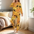 thumbnail image 3 of DISNIMO Womens Pajama Sets Car Pumpkin Printed Long Sleeve Top with Long Pants 2 Piece Pjs Comfy Lounge Set V Neck Button Down Sleepwear, (Available in Plus Size), 3 of 6