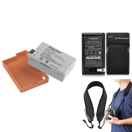 Canon T3i Charger Insten LP-E8 LPE8 Battery + CAR/AC WALL CHARGER + Neck Strap For Canon Rebel T2i T3i T4i T5i / EOS 550D 600D 650D (3-in-1 Accessory Bundle) ()