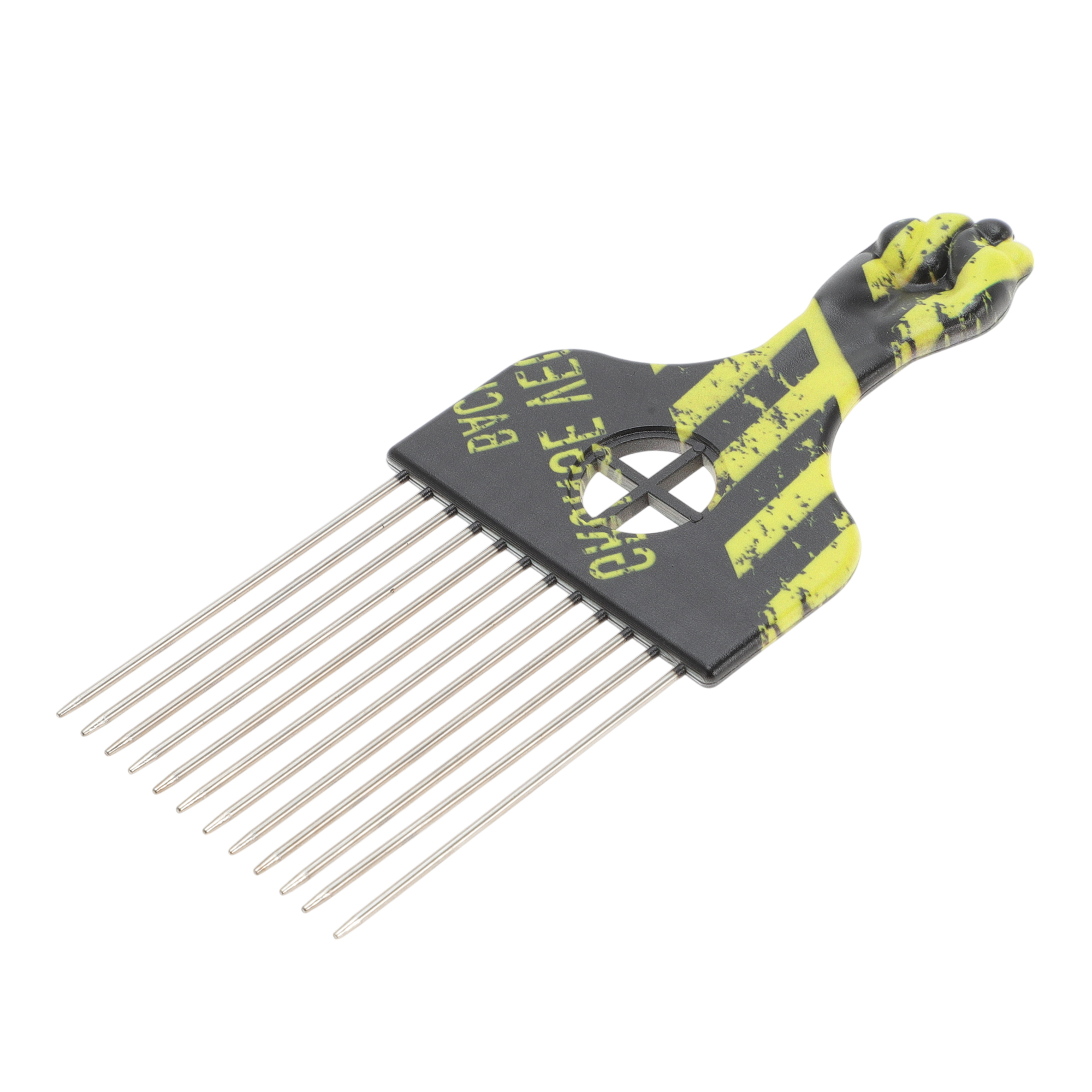 Unique Bargains 1 Pc Metal Hair Pick for Women Men Afro Pick Yellow Black
