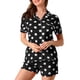 thumbnail image 1 of Conjunto de Pijama Manga Corta Allegra K Ropa de Dormir Lunares Cuello de Muesca con Botones para Mujer Negro XS, 1 of 6