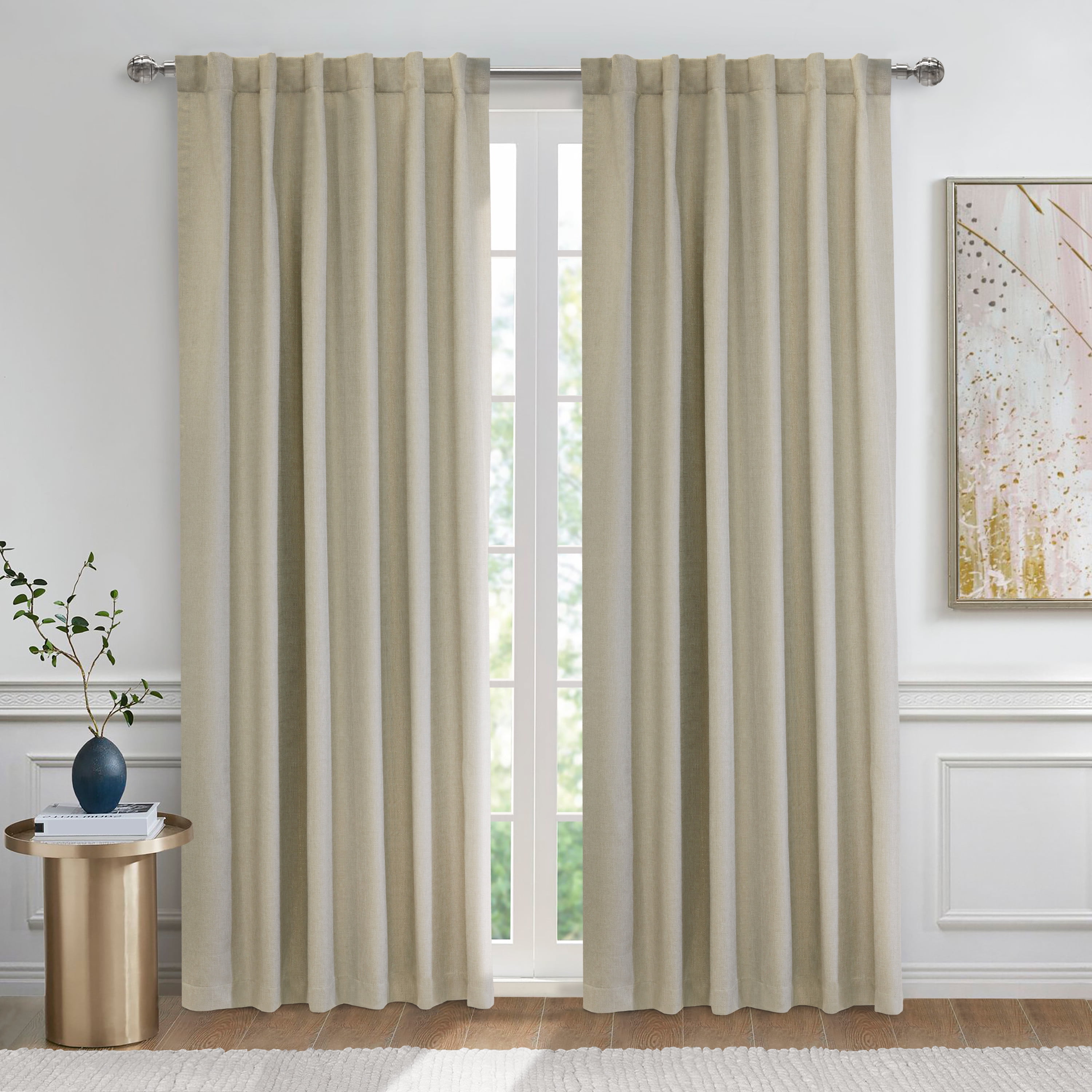 Looped Header Drapery Barry Total Blackout Textured Dual Header Curtain Panel 52