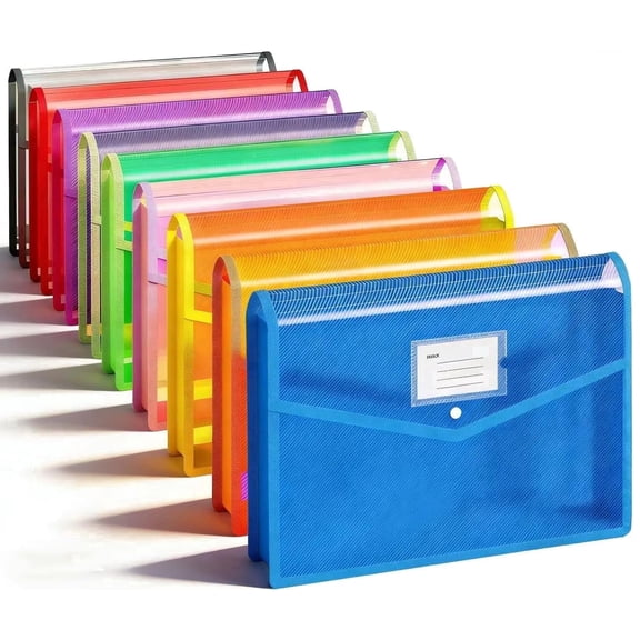 9 Pack Heavyweight Plastic Folders with Pockets, Side Loading Binder Dividers, Letter Size