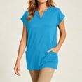 thumbnail image 5 of TGSLY Women's V Neck Tunic Tops Dressy Casual Short Sleeve Solid Color Shirts Relaxed A-Line Fit Curved Hem Blouses with Side Pockets XXXXXL, 5 of 7