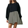 thumbnail image 1 of EQWLJWE Robes d'Automne pour Femmes 2023 Mode Femmes Décontracté Ample Col Rond Manches Longues Confortable Robes Imprimées Robe Chandail à Carreaux Imprimée Robes d'Automne pour Filles Robes de Retour à la Maison 2023, 1 of 6