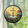 thumbnail image 5 of JingChun Easter Cross Acrylic Window Hanging, 1Pc Round Cross Stained Glass Wall Decor, Cross Stained Glass Window Hanging for Home Kitchen office Garden Decor, 5 of 6
