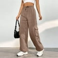 thumbnail image 2 of Jalioing Sportpants for Women Full-Elastic High Waist Solid Color Pockets Basic Casual Baggy Sweatpants (Small, Khaki), 2 of 7
