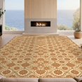 thumbnail image 2 of Design&I 3'x5' Ultra Soft Throw Mat, Warm Cream Boho Floral Medallion Terracotta Rust Tile with Diamond Accents Fluffy Washable Easy Care Indoor rug for Bedside Hallway, 2 of 7