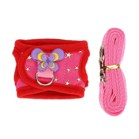 Jadeshay Laisse pour Animaux de Compagnie Petit Animal de Compagnie Laisse Harnais Ensemble Sangle de Poitrine Gilet de Traction pour Lapin Hamster Cochon d'Inde(M -Rouge)
