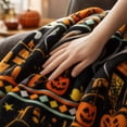 thumbnail image 6 of 51*39IN Halloween Flannel Throw Blanket, Soft Cozy Lightweight Pumpkin Bat Ghost Print Fleece Blanket, Machine Washable Fall Holiday Decor Blanket for Sofa Couch Bed Party,E, 6 of 6