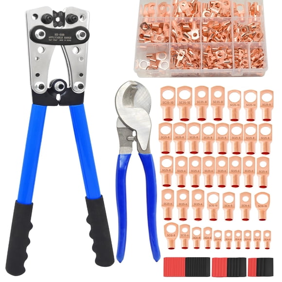 Kit de herramientas para prensar terminales de cable Chicarry con 200 lengüetas de alambre de cobre