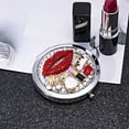 thumbnail image 6 of Red Lips Lipstick Bag Pattern Double-sided Makeup Mirror Folding Mirrors Crystal Pocket Magnifying Compact Mirror Party Favors (Moonlight), 6 of 7