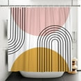 thumbnail image 2 of Lfeey Shower Curtain with Hooks, Boho Abstract Half Circle Bathroom Waterproof Curtain, Pink, 72x78 inch, 2 of 5