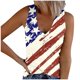 thumbnail image 2 of Fiudx Camisetas para Mujer Blusa Casual con Cuello En V y Botones Impresos para El Día de La Independencia de Verano para Mujer, 2 of 5