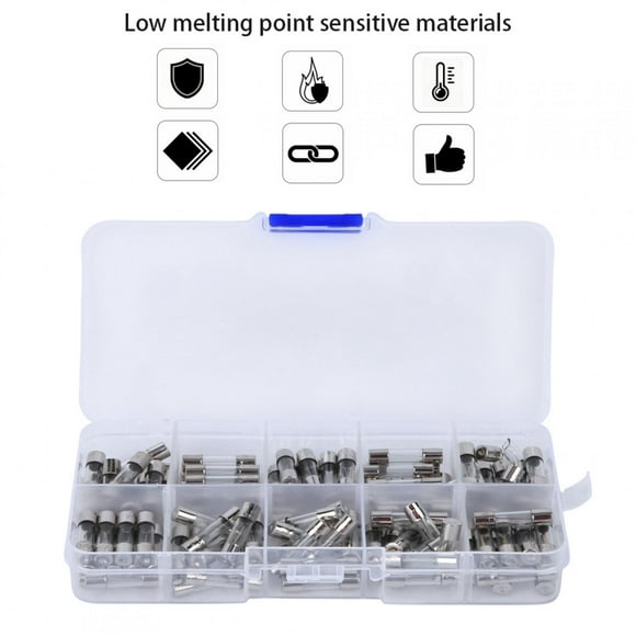 Hilitand Low Melting Point Glass Fuse Assortment, 0.2A-20A Glass Fuses Assorted Kit, Industrial Circuit Protection Power Control Safe Operation