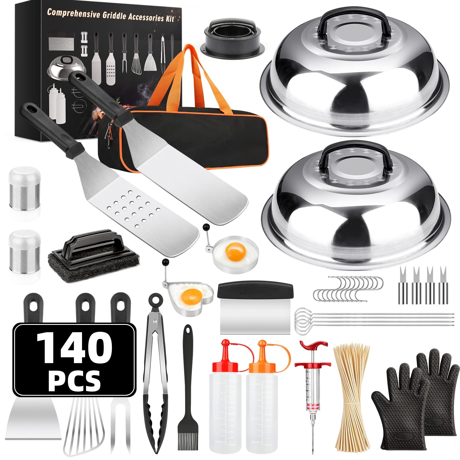  Blackstone Griddle Accessories Kit,16pcs Flat Top Grill  Accessories Set for Blackstone and Camp Chef with Spatula,Scraper,Griddle  Cleaning Kit &Carry Bag,Great for Outdoor BBQ & Teppanyaki and Camping :  Patio, Lawn