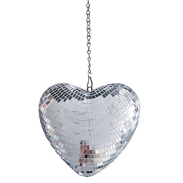 Heart Shaped Mirror Heart Shaped Stage Mirror Ball Hanging Decoration Party Room Wedding Garden Reflective Handmade Gift 4 Inches Heart Decorations for Home